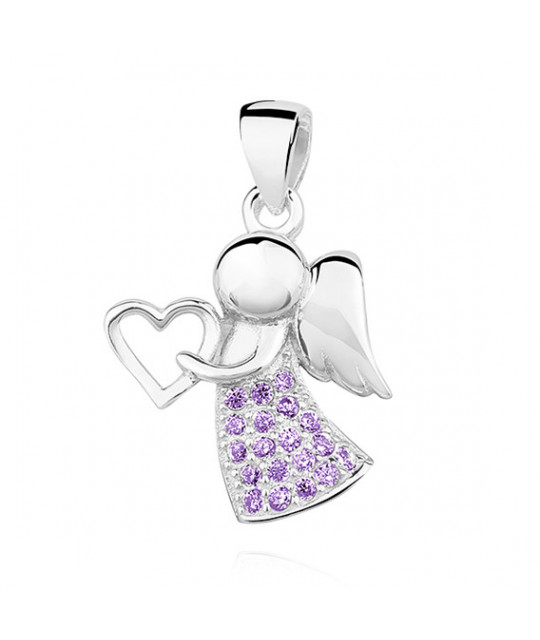 Silver pendant with zircon, Violet angel