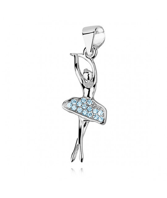 Silver pendant with aquamarine zircon, Ballerina