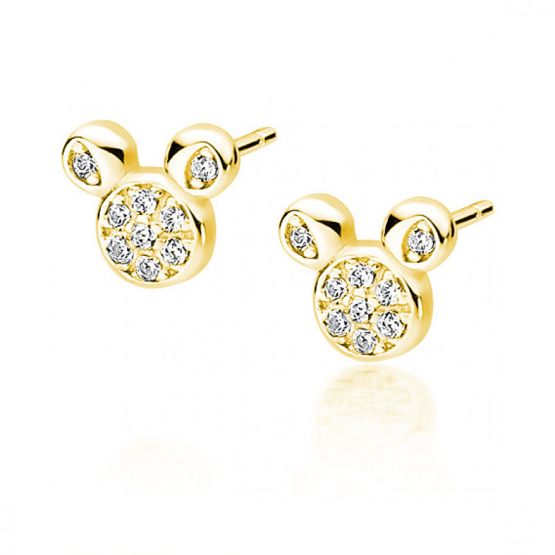 Silver gold-plated earrings with zircon, Mouse