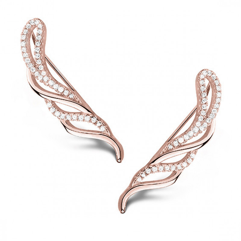 Rose gold-plated silver cuff earrings with zircon