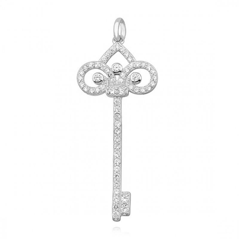 Silver pendant with zircon, Key