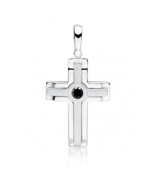 Silver elegant pendant, Cross with zircon