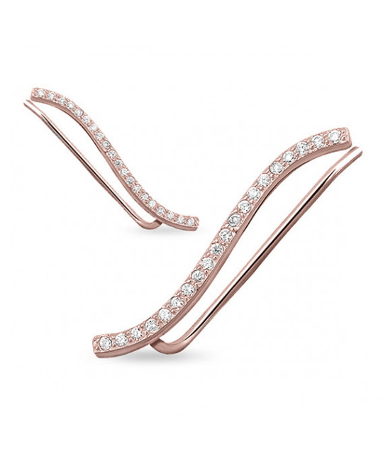 Rose gold-plated silver cuff earrings with zircon