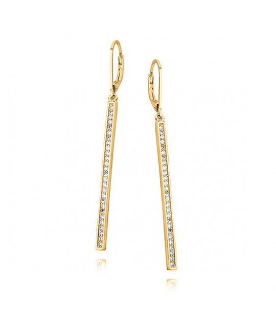 Gold-plated silver earrings with white zirconia