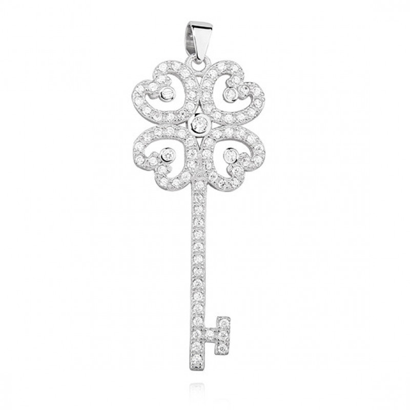Silver pendant with zircon, Key