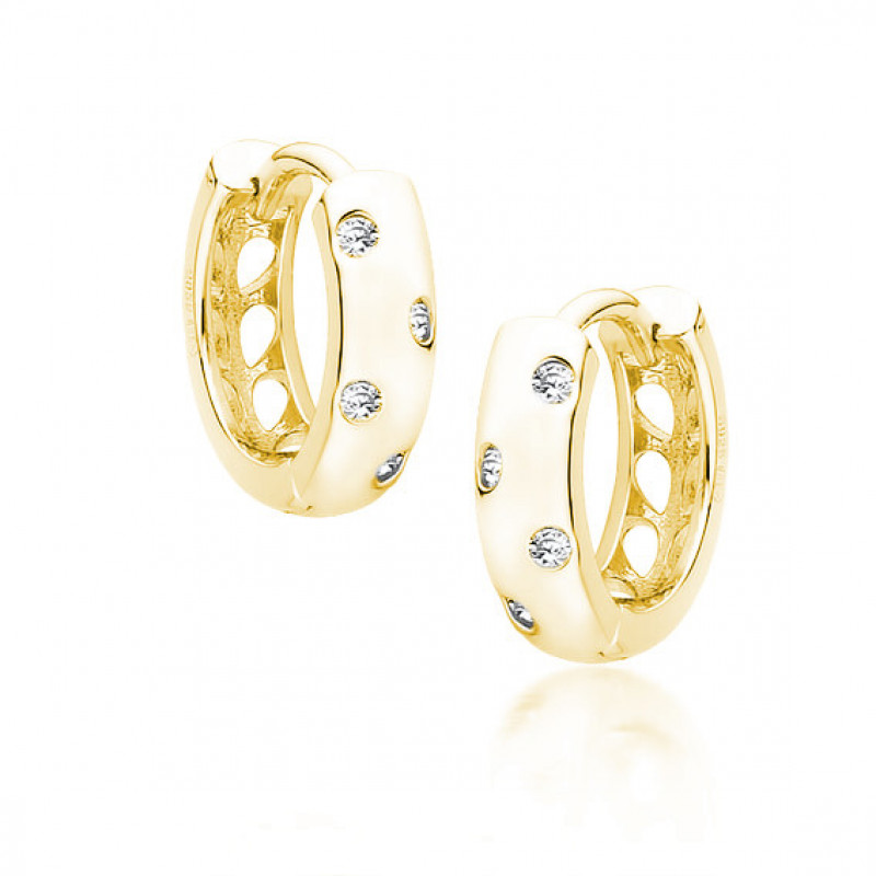 Silver gold-plated earrings with zircon, Hoop