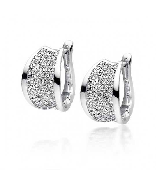 Silver earrings with white zircon