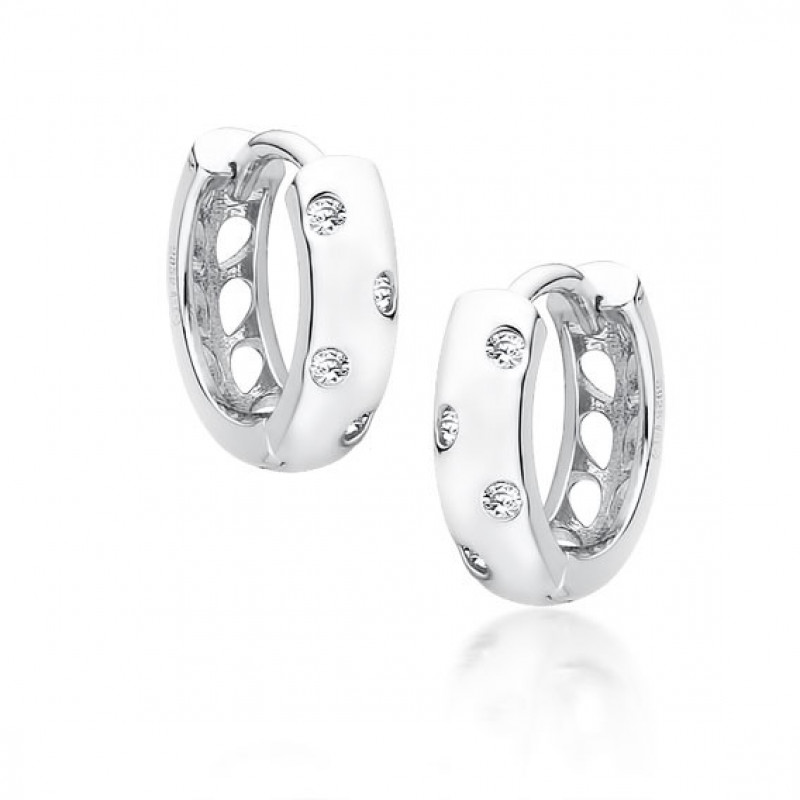 Silver earrings with zircon, Hoop