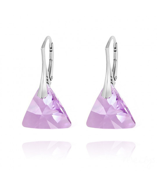 Silver Earrings Triangle, Violet