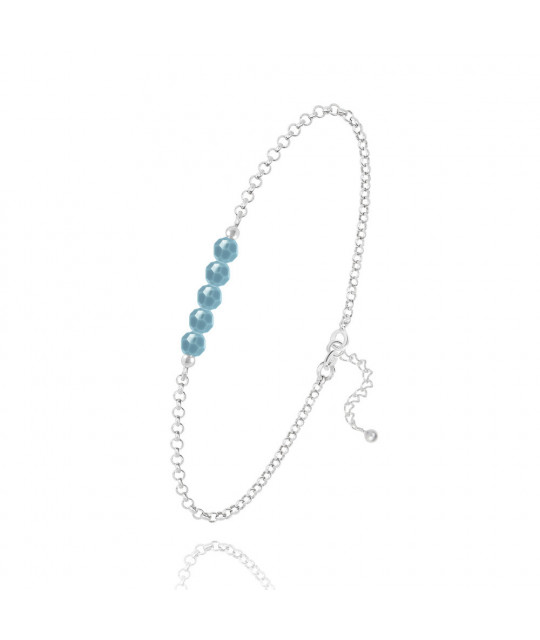 Серебряный браслет 5 Faceted Beads, Turquoise