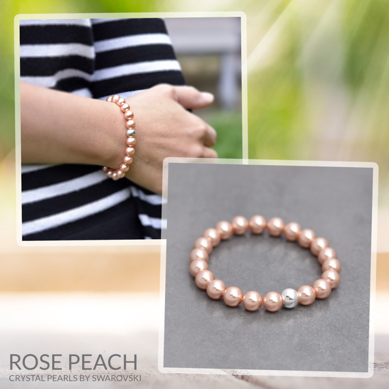 Silver Bracelet Nacreous, Rose Peach