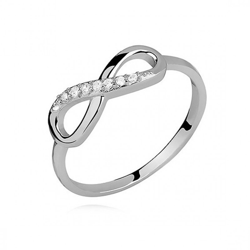 Серебряное кольцо с белым цирконом "Infinity", EU-13