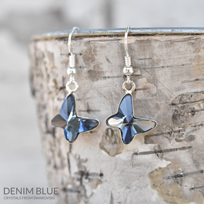 Silver Jewelry Set Butterfly, Denim Blue