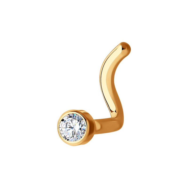 Auksinis auskaras nosyje SOKOLOV su kubiniu cirkoniu