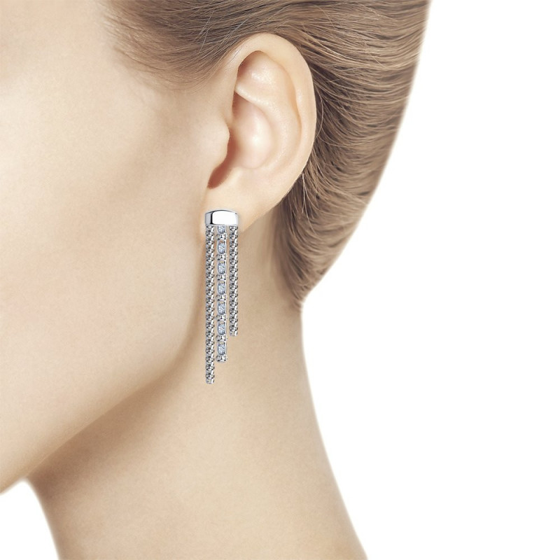 Silver pendant earrings SOKOLOV with cubic zirkonia
