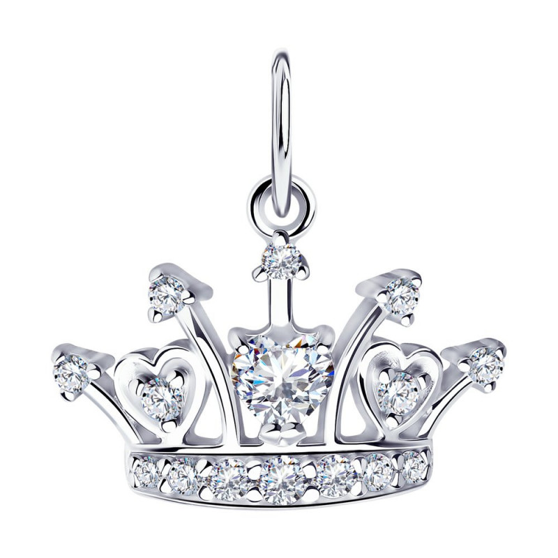 Silver SOKOLOV pendant "Crown" with cubic zirkonia