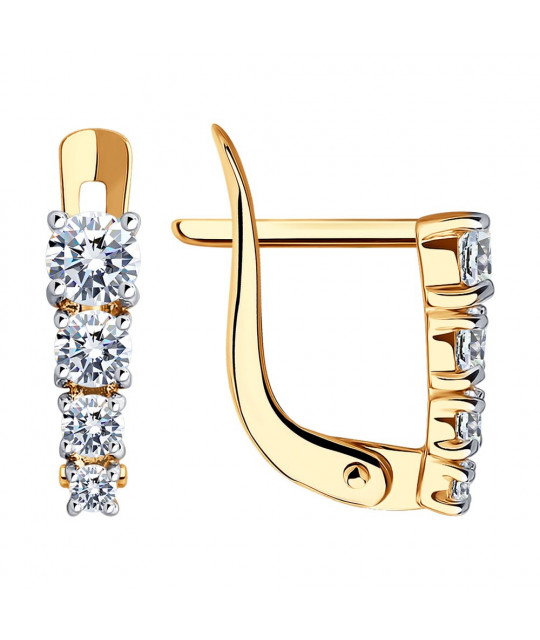 Gold earrings SOKOLOV with cubic zirkonia