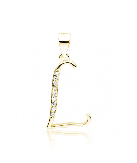 Gold-plated silver pendant SENTIELL with white zirconias, Letter L