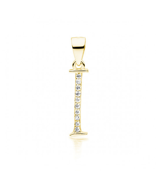 Gold-plated silver pendant SENTIELL with white zirconias, Letter I