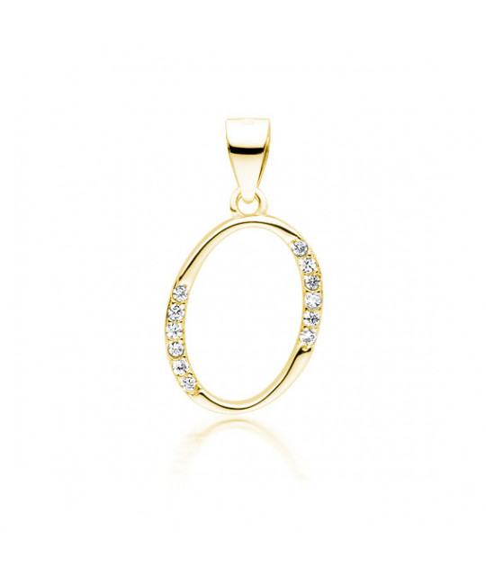Gold-plated silver pendant SENTIELL with white zirconias, Letter O