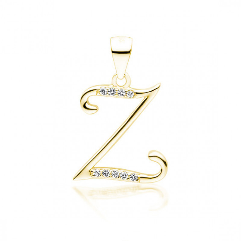 Gold-plated silver pendant SENTIELL with white zirconias, Letter Z