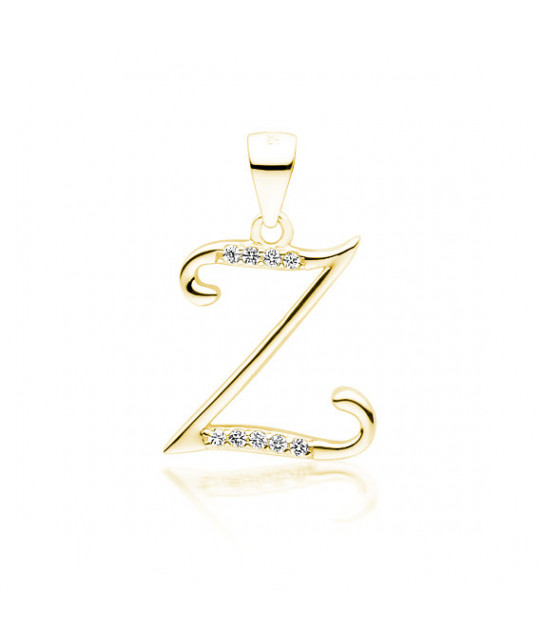 Gold-plated silver pendant SENTIELL with white zirconias, Letter Z