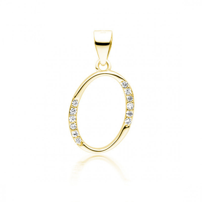Gold-plated silver pendant SENTIELL with white zirconias, Letter O