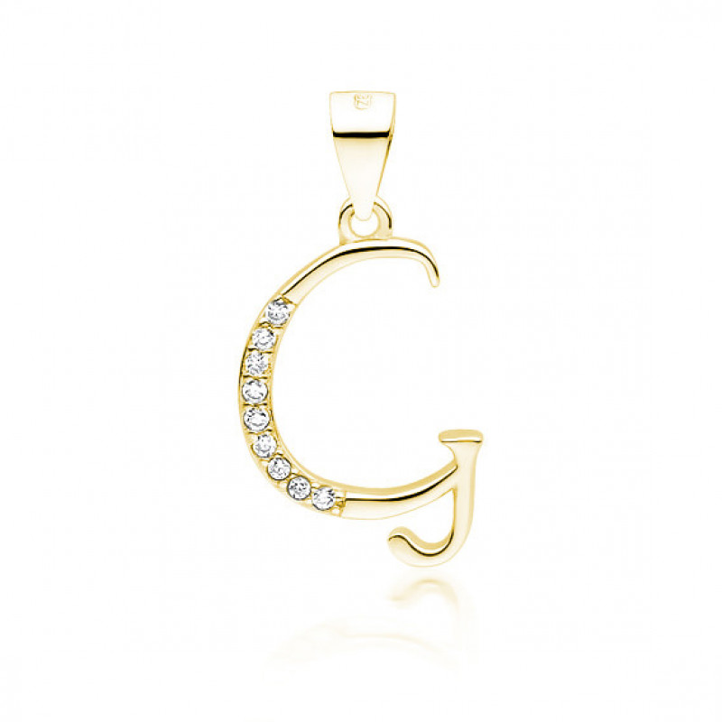 Gold-plated silver pendant SENTIELL with white zirconias, Letter G