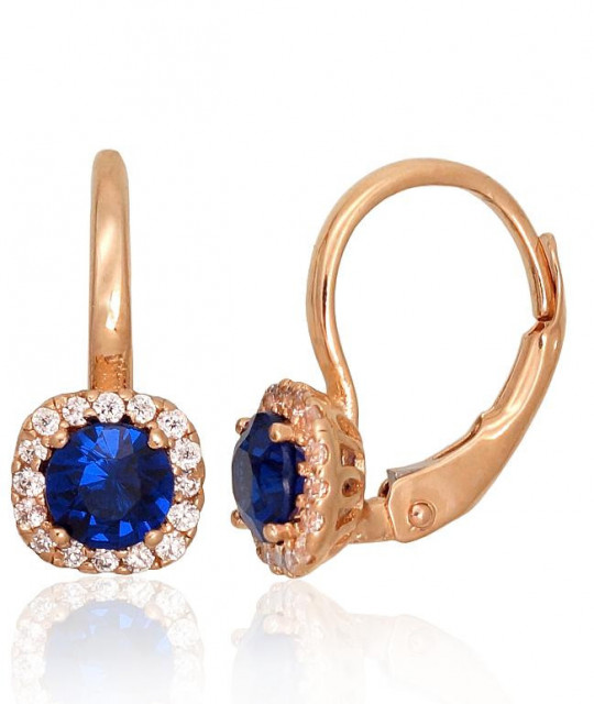 Gold earrings with blue zircon