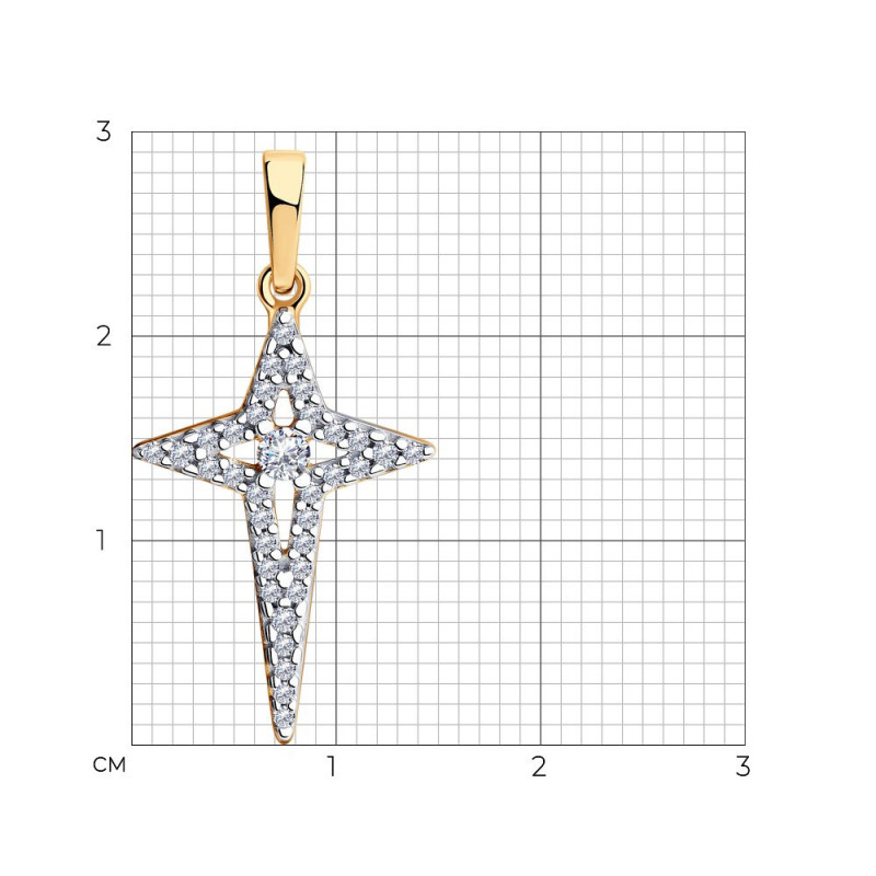 Gold-plated pendant SOKOLOV cross with cubic zirkonia
