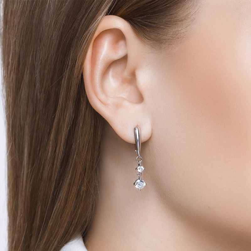 Silver earrings SOKOLOV with cubic zirkonia