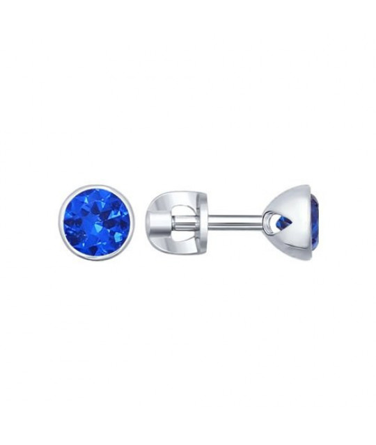 Silver stud earrings SOKOLOV with blue cubic zirkonia