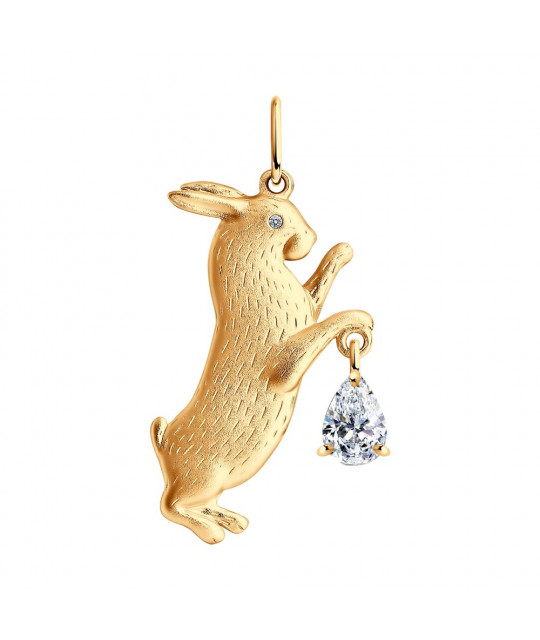 Pendant in gilded silver SOKOLOV with crystal and cubic zirkonia, Rabbit