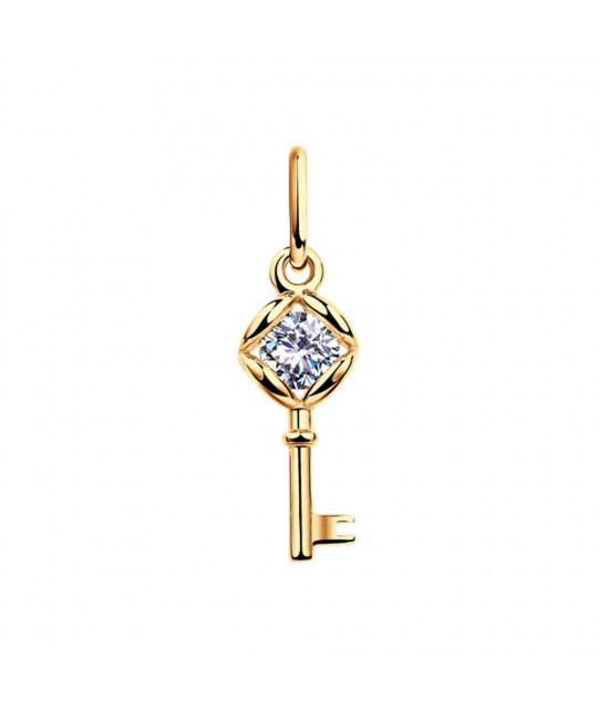 Gold-plated pendant SOKOLOV with cubic zirkonia, Key