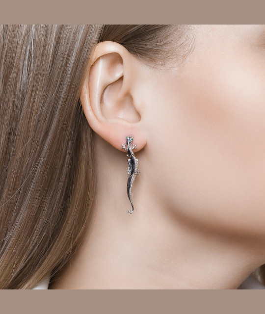 Silver earrings SOKOLOV, Lizard