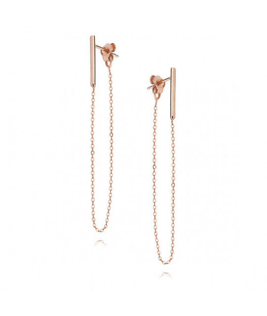 Silver earrings, Pink goldplated chain