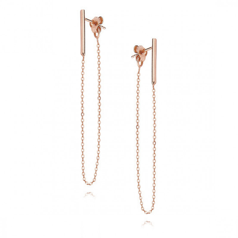 Silver earrings, Pink goldplated chain
