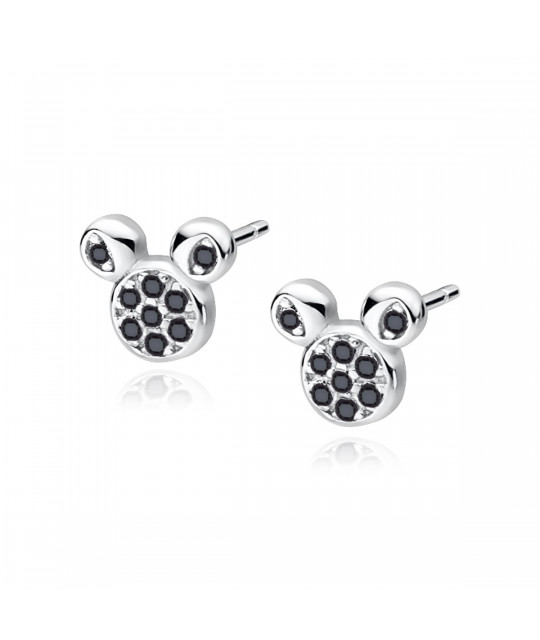Silver earrings SENTIELL, Mouse with black zirconias
