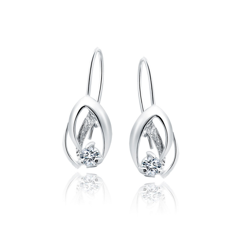 Silver elegant earrings SENTIELL with white zircon