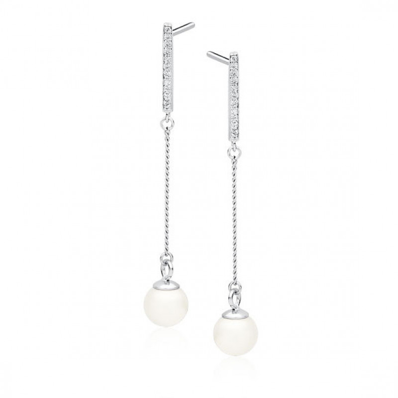 Silver SENTIELL earrings with zirconia, Pearl