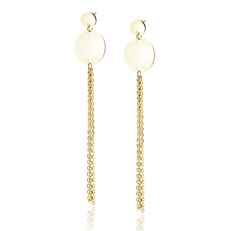 Silver gold-plated earrings SENTIELL, Circles with chains