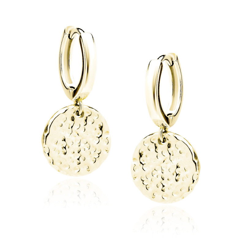 Gold-plated silver earrings SENTIELL, Textured round plate