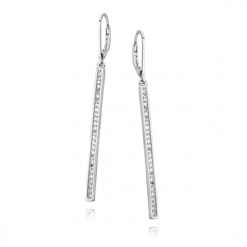 Silver earrings SENTIELL with white zircon