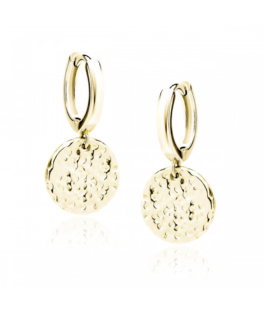 Gold-plated silver earrings SENTIELL, Textured round plate