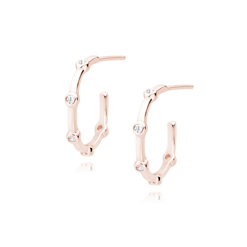 Rose gold-plated silver earrings SENTIELL, Open hoop