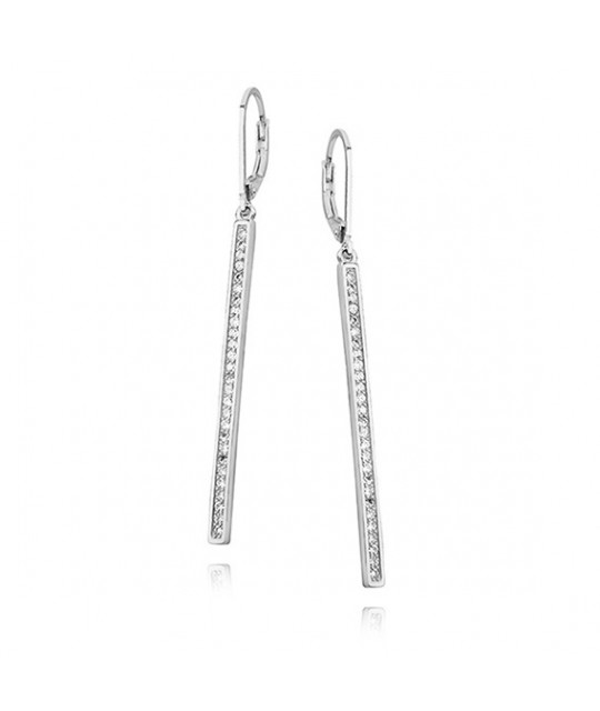 Silver earrings SENTIELL with white zircon
