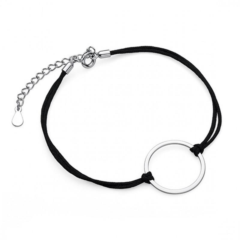 Silver SENTIELL bracelet with black cord