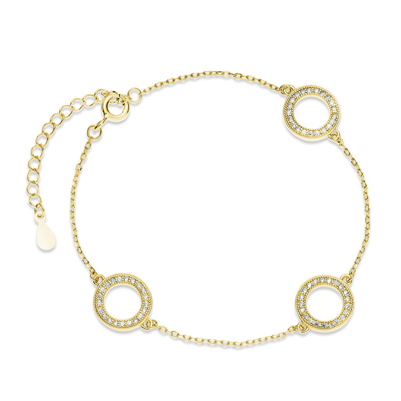 Silver SENTIELL bracelet, Cirlces with zircon