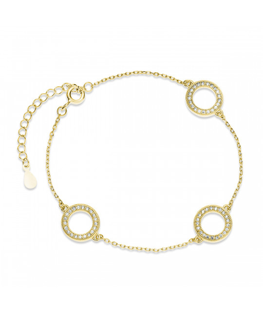 Silver SENTIELL bracelet, Cirlces with zircon