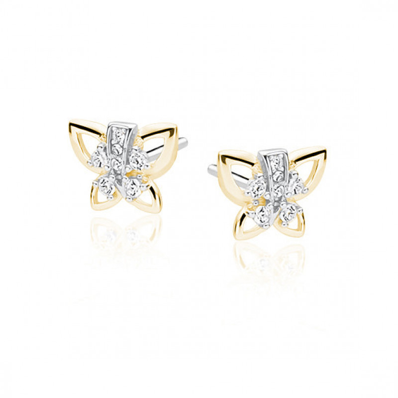 Silver earrings SENTIELL, Gold-plated butterfly